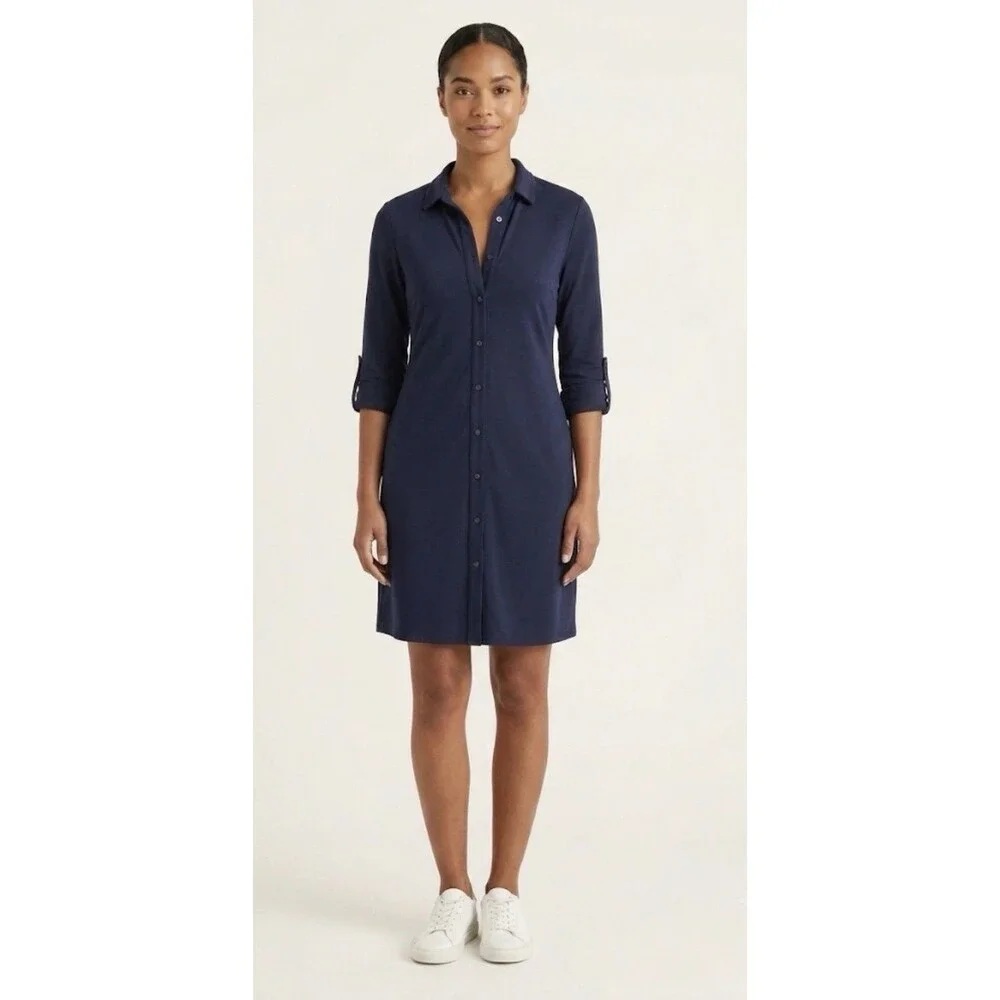 J. Crew Shirt Dress Button Front Long Sleeve Blue Womens Size M